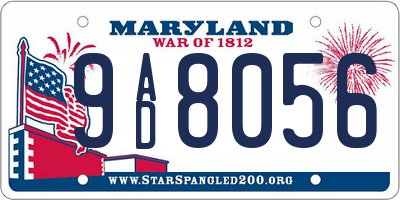 MD license plate 9AD8056