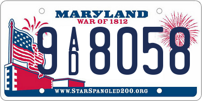 MD license plate 9AD8058