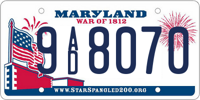 MD license plate 9AD8070