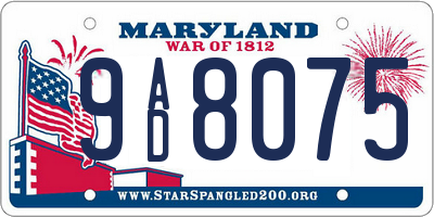 MD license plate 9AD8075