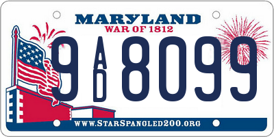 MD license plate 9AD8099