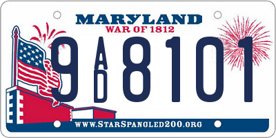MD license plate 9AD8101