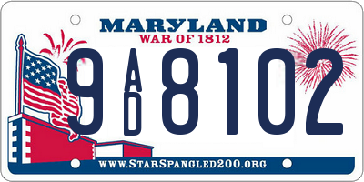 MD license plate 9AD8102