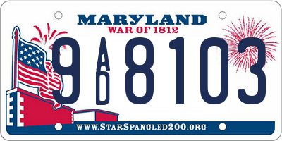 MD license plate 9AD8103