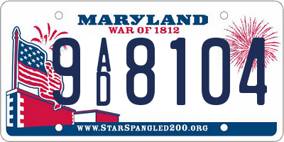 MD license plate 9AD8104