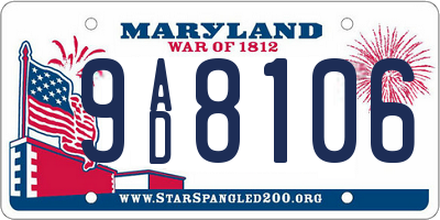 MD license plate 9AD8106