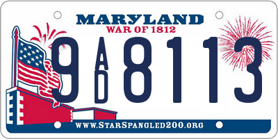 MD license plate 9AD8113