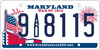 MD license plate 9AD8115