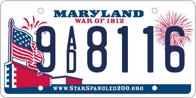MD license plate 9AD8116