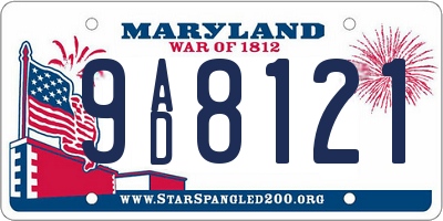 MD license plate 9AD8121