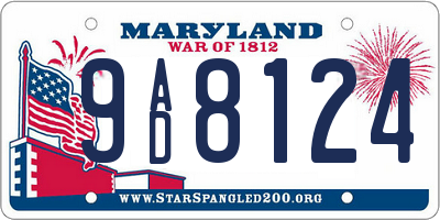 MD license plate 9AD8124