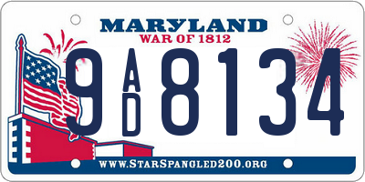 MD license plate 9AD8134