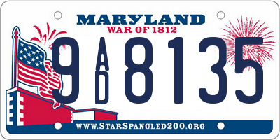MD license plate 9AD8135