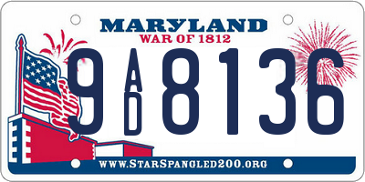 MD license plate 9AD8136