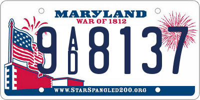 MD license plate 9AD8137