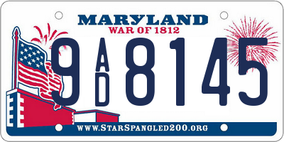 MD license plate 9AD8145