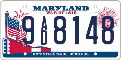 MD license plate 9AD8148
