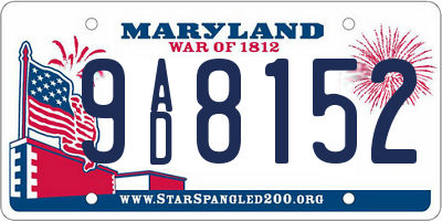 MD license plate 9AD8152