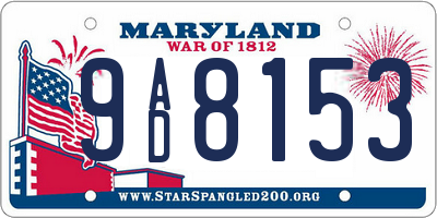 MD license plate 9AD8153