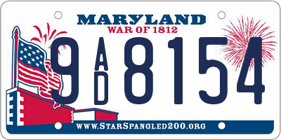 MD license plate 9AD8154