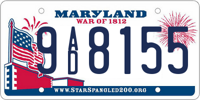 MD license plate 9AD8155