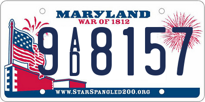 MD license plate 9AD8157