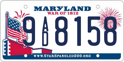 MD license plate 9AD8158