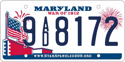 MD license plate 9AD8172