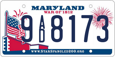 MD license plate 9AD8173