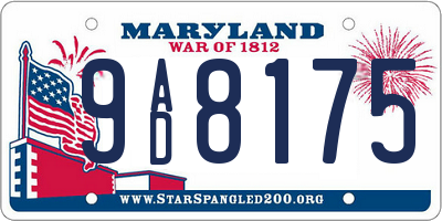 MD license plate 9AD8175