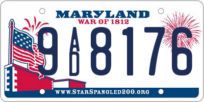 MD license plate 9AD8176