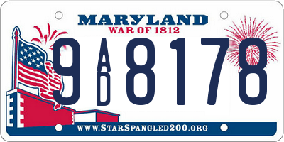 MD license plate 9AD8178