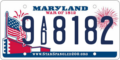 MD license plate 9AD8182