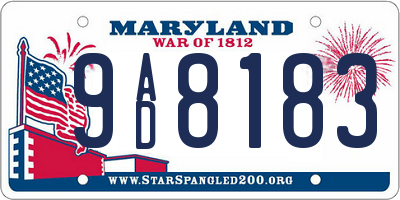 MD license plate 9AD8183