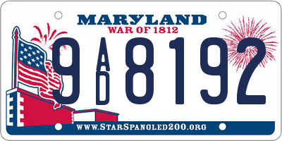 MD license plate 9AD8192