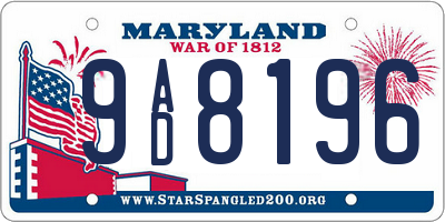 MD license plate 9AD8196