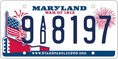 MD license plate 9AD8197