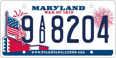 MD license plate 9AD8204