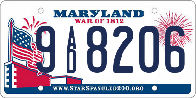 MD license plate 9AD8206