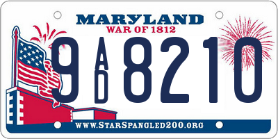 MD license plate 9AD8210