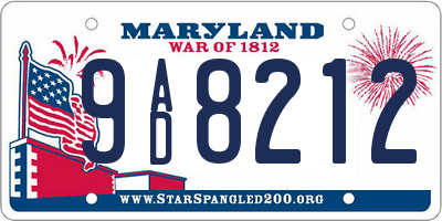MD license plate 9AD8212