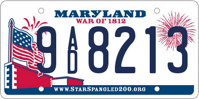 MD license plate 9AD8213