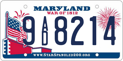 MD license plate 9AD8214