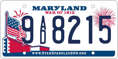 MD license plate 9AD8215