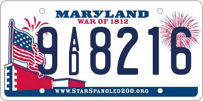 MD license plate 9AD8216