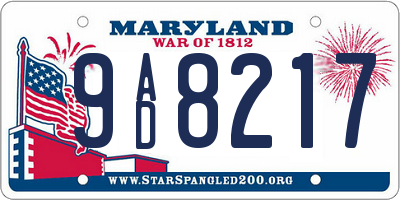 MD license plate 9AD8217