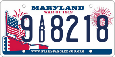 MD license plate 9AD8218