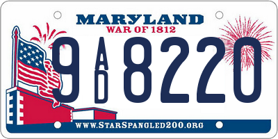 MD license plate 9AD8220
