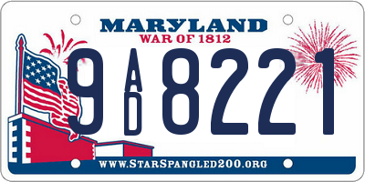 MD license plate 9AD8221