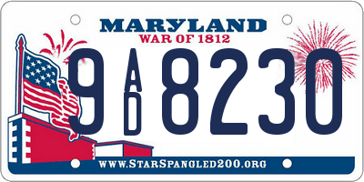MD license plate 9AD8230